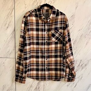 Primark Vintage Flannel Tartan Plaid Long Sleeve Cotton Button Up Shirt SZ Large